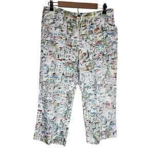 CHICO'S White European Countryside Village Loose Wide Leg Crop SZ 1 (Med/8)